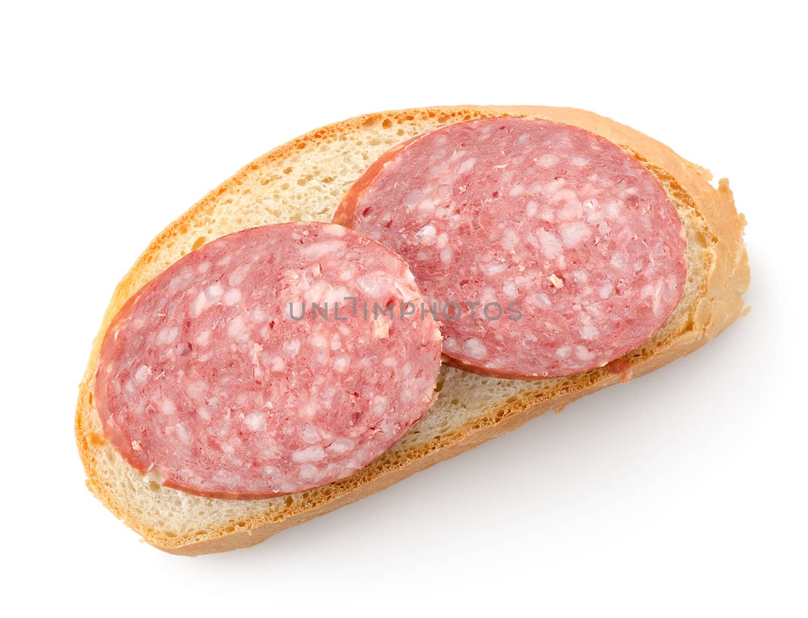 Sandwich with sausage isolated on a white background