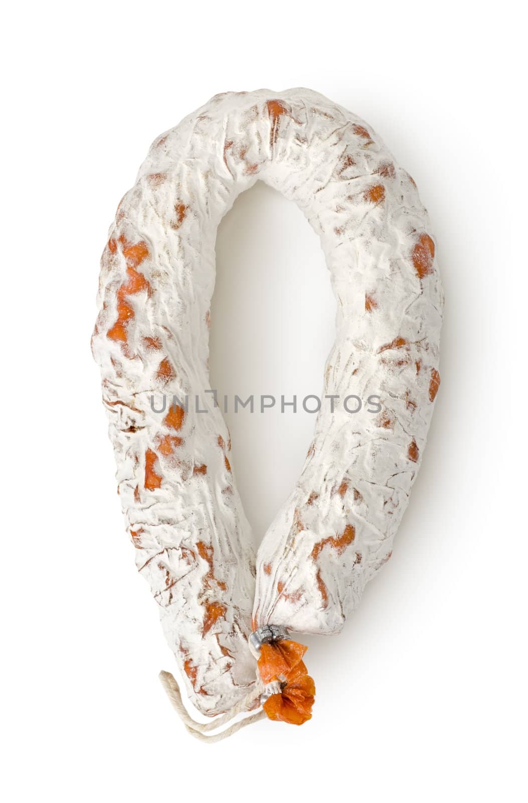 Salami sausage isolated on a white background. Clipping Path