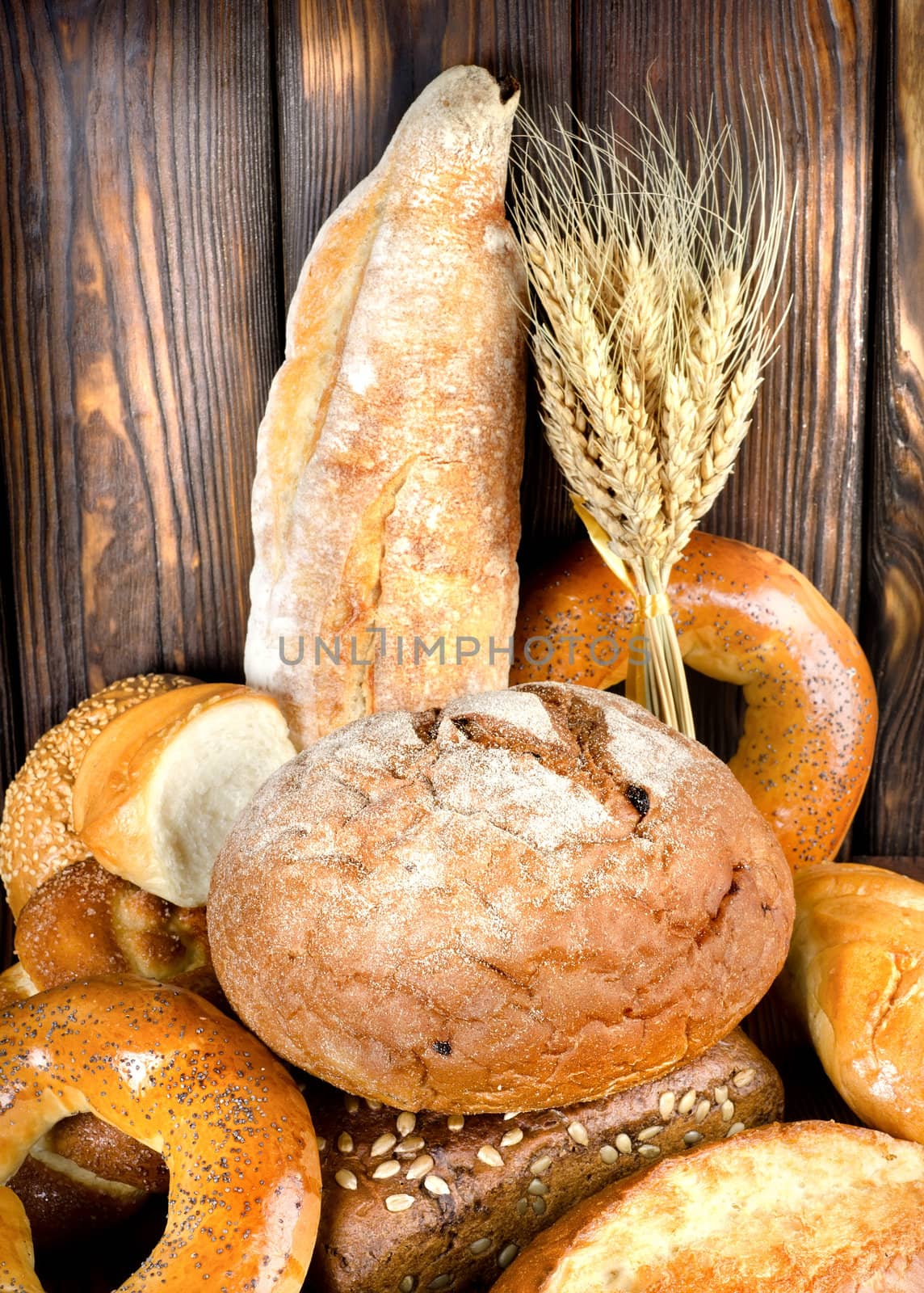 Bread on a wooden table by Givaga