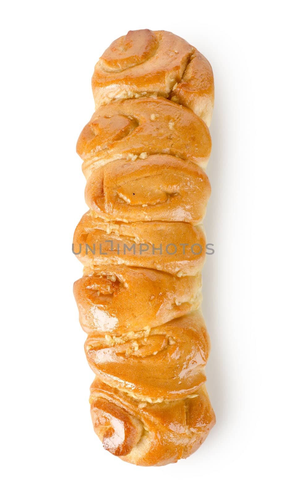 Garlic bread roll isolated on a white background. Clipping Path