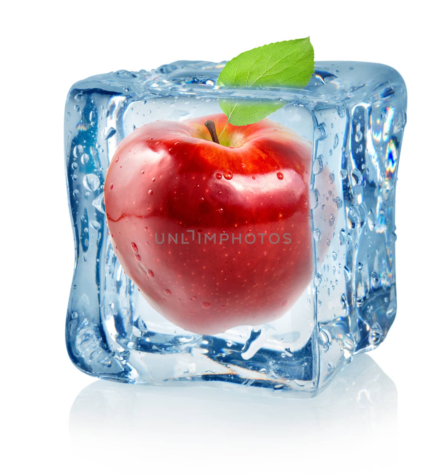 Ice cube and red apple by Givaga