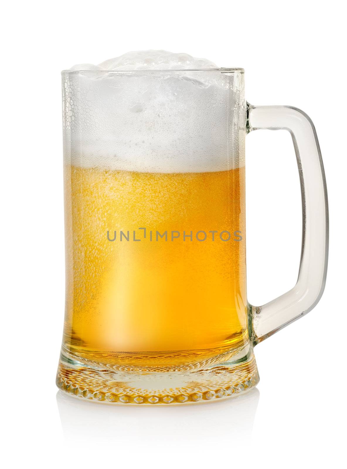 Mug with beer isolated on a white background