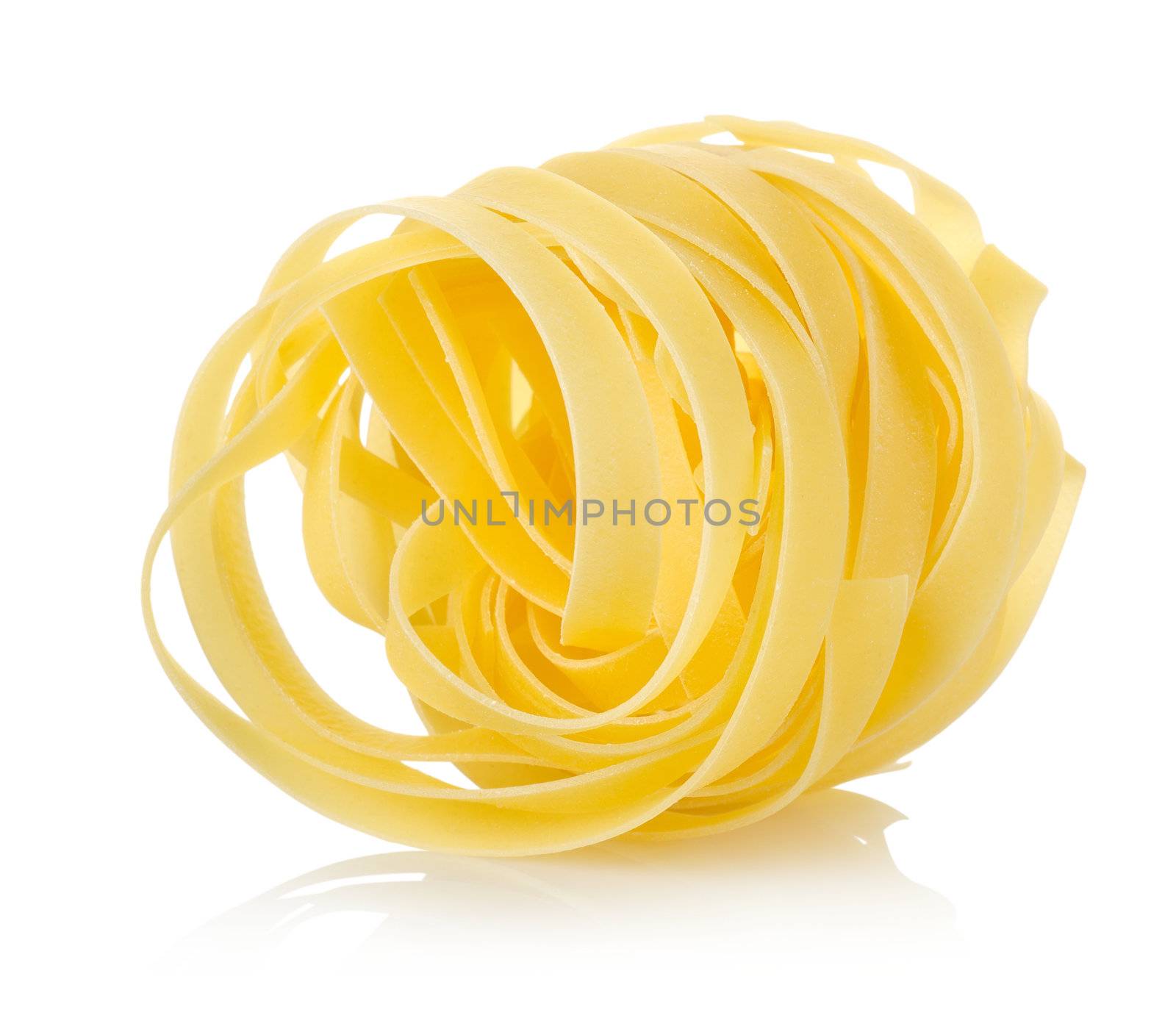 Pasta tagliatelle isolated on a white background