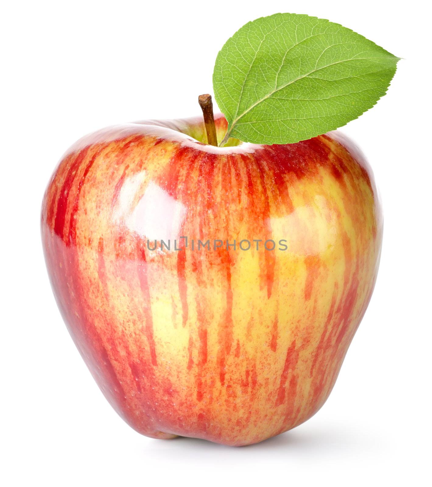 Red apple and leaf isolated  on a white background