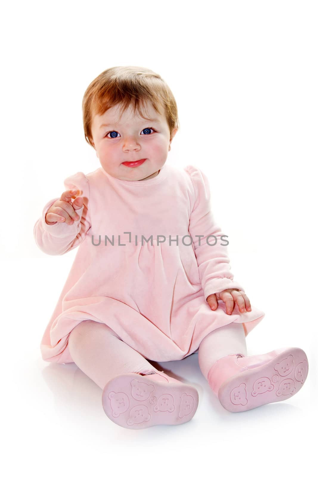 portrait of bautiful baby in pink by lsantilli