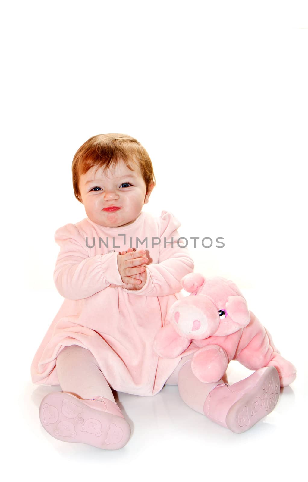 portrait of bautiful baby in pink by lsantilli