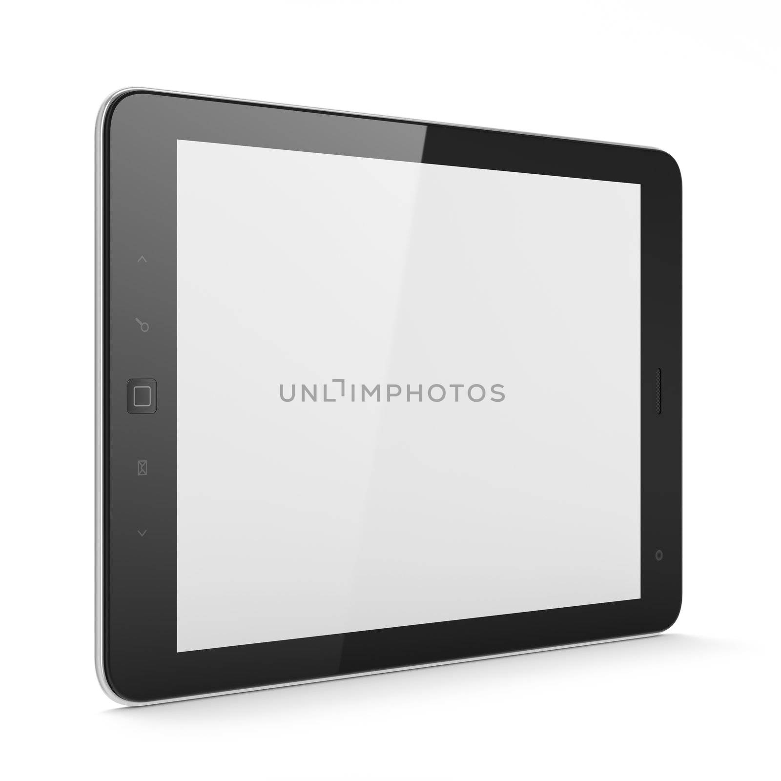 High-detailed black tablet pc on white background, 3d render