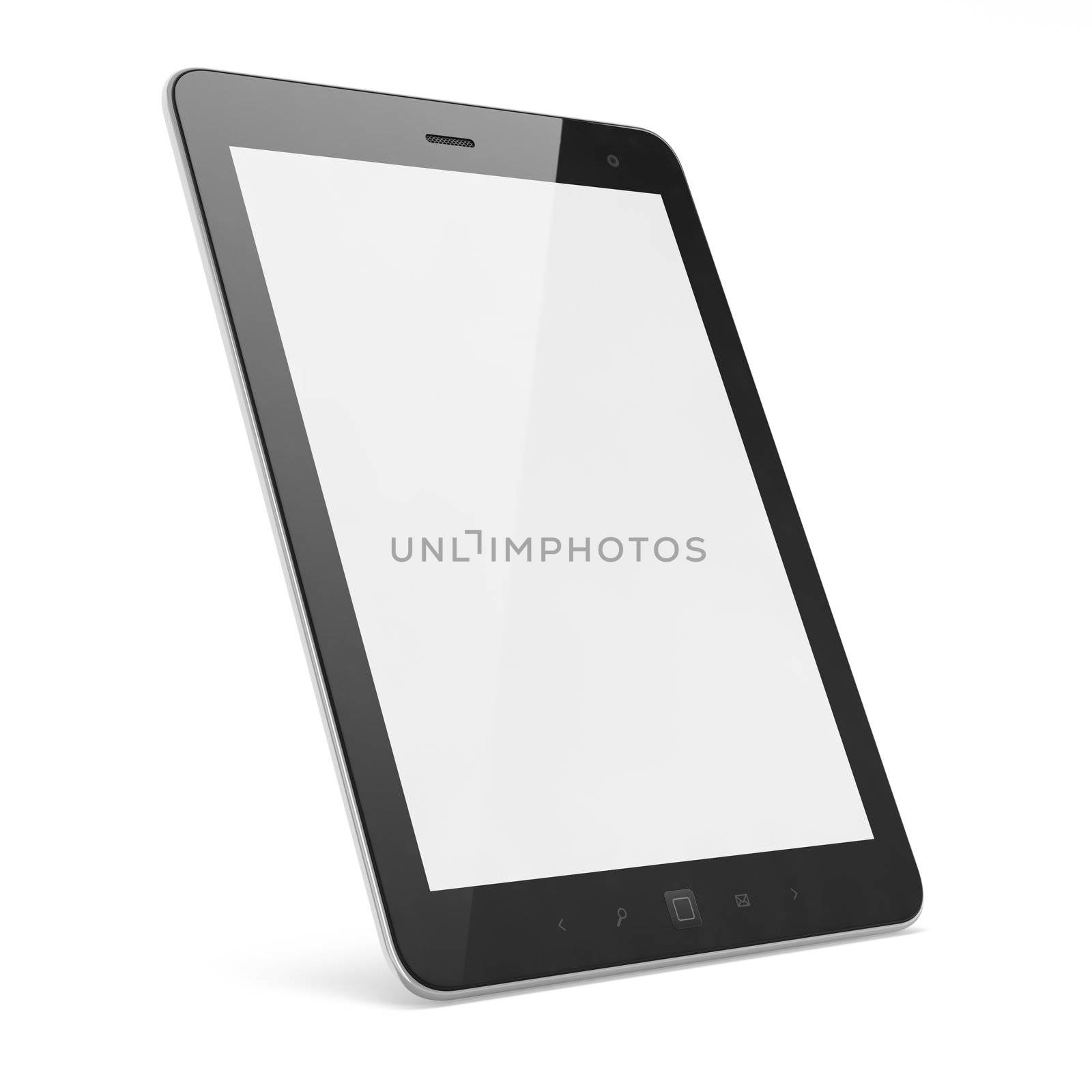 High-detailed black tablet pc on white background, 3d render