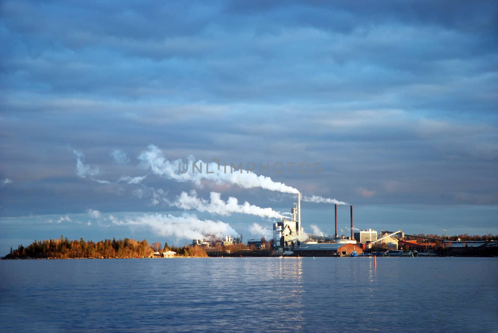 A factory with many chimneys