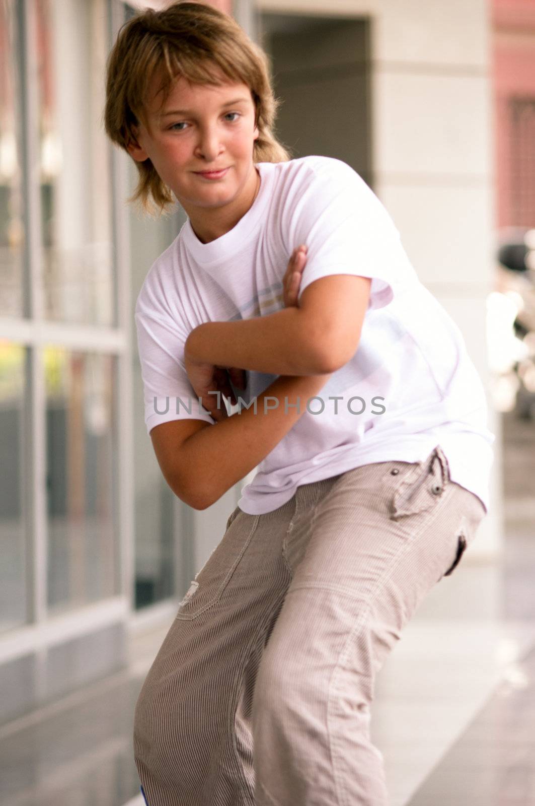 Hip hop boy  dancing in modern style .