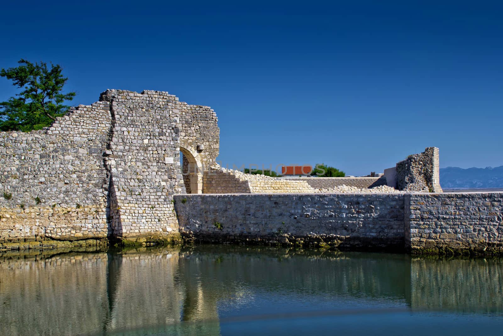 Old stone walls of Nin town, Dalmatia, Croatia