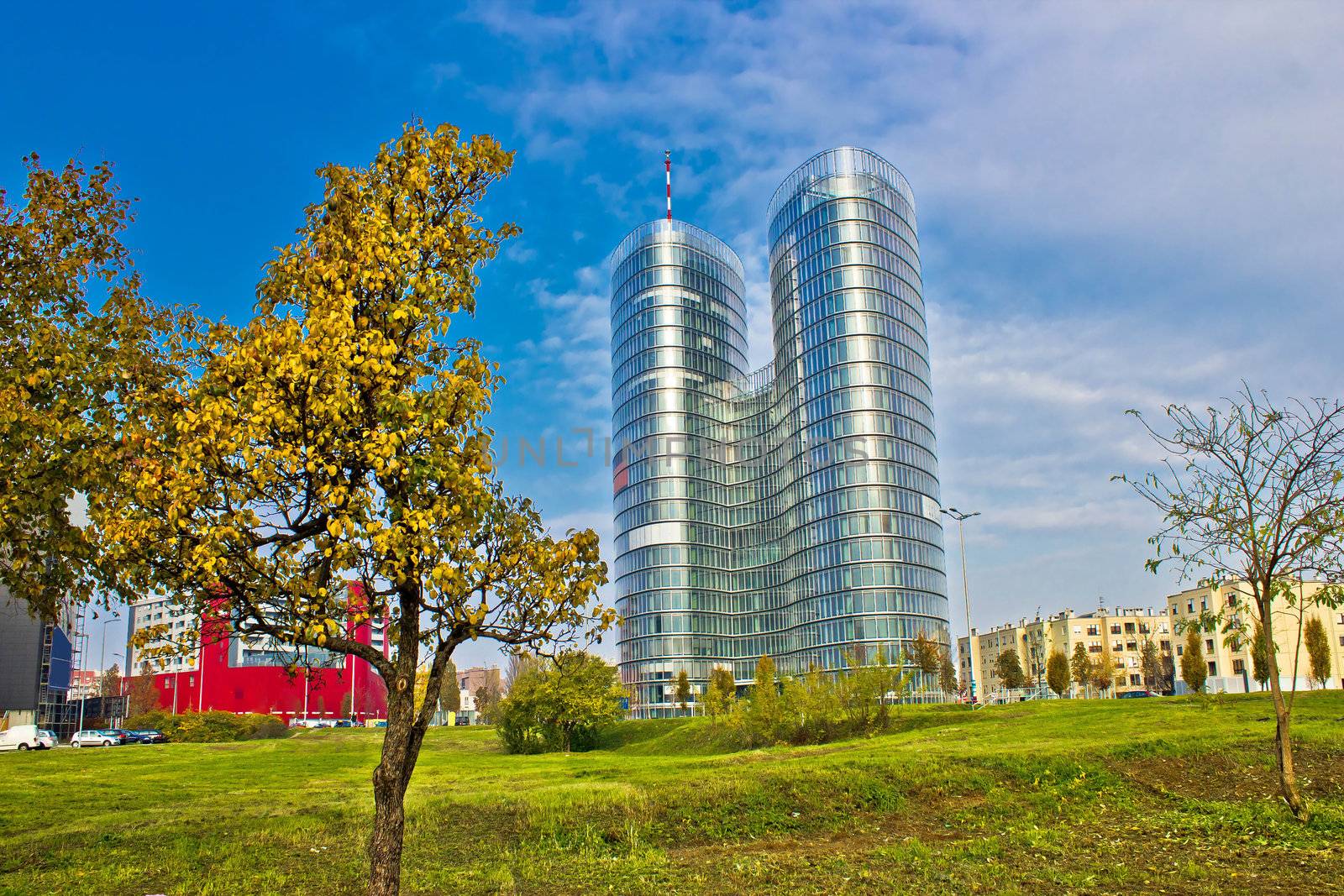 Modern twin tower in City of Zagreb by xbrchx