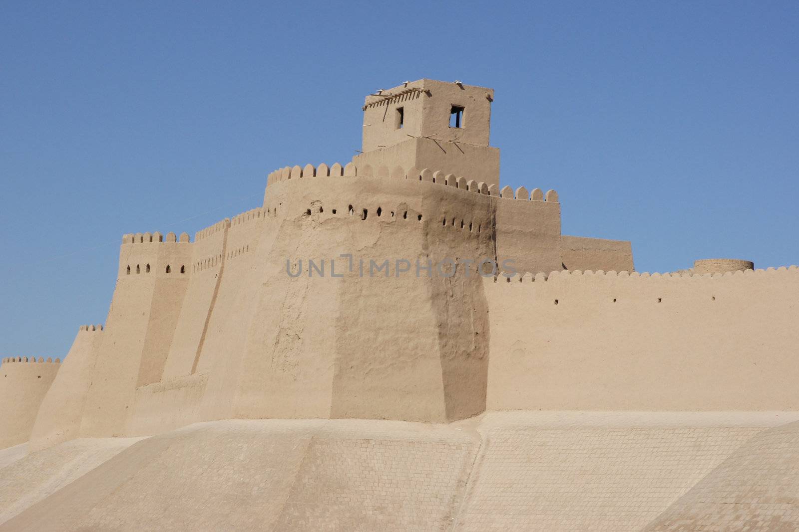 Wall of the ancient city of Khiva, silk road, Uzbekistan, Central Asia