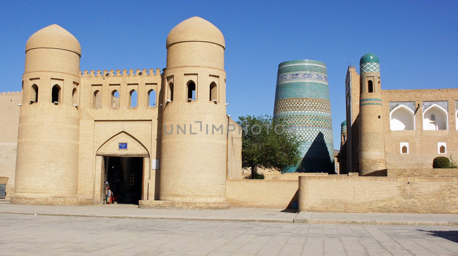 Gate to the ancient city of Khiva, silk road, Uzbekistan, Central Asia