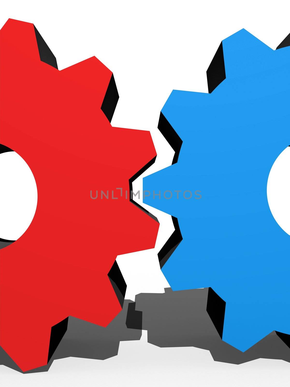 3d gears isolated against a white background