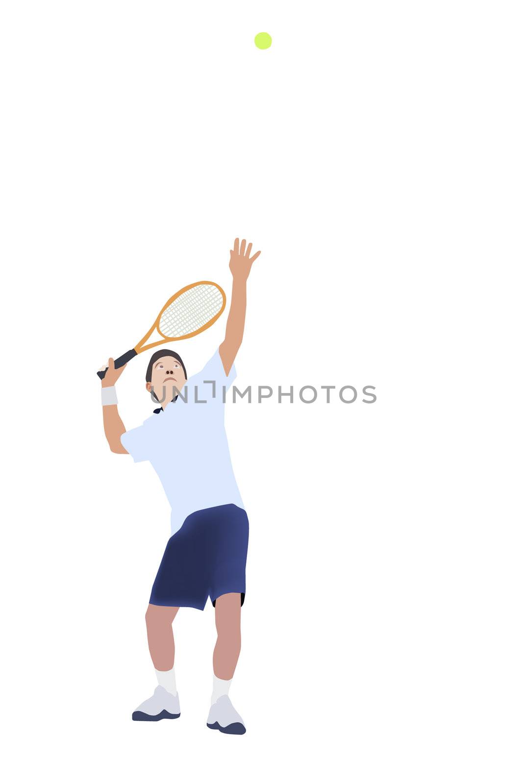 Vector and illustration of Thai men tennis player serve tennis ball