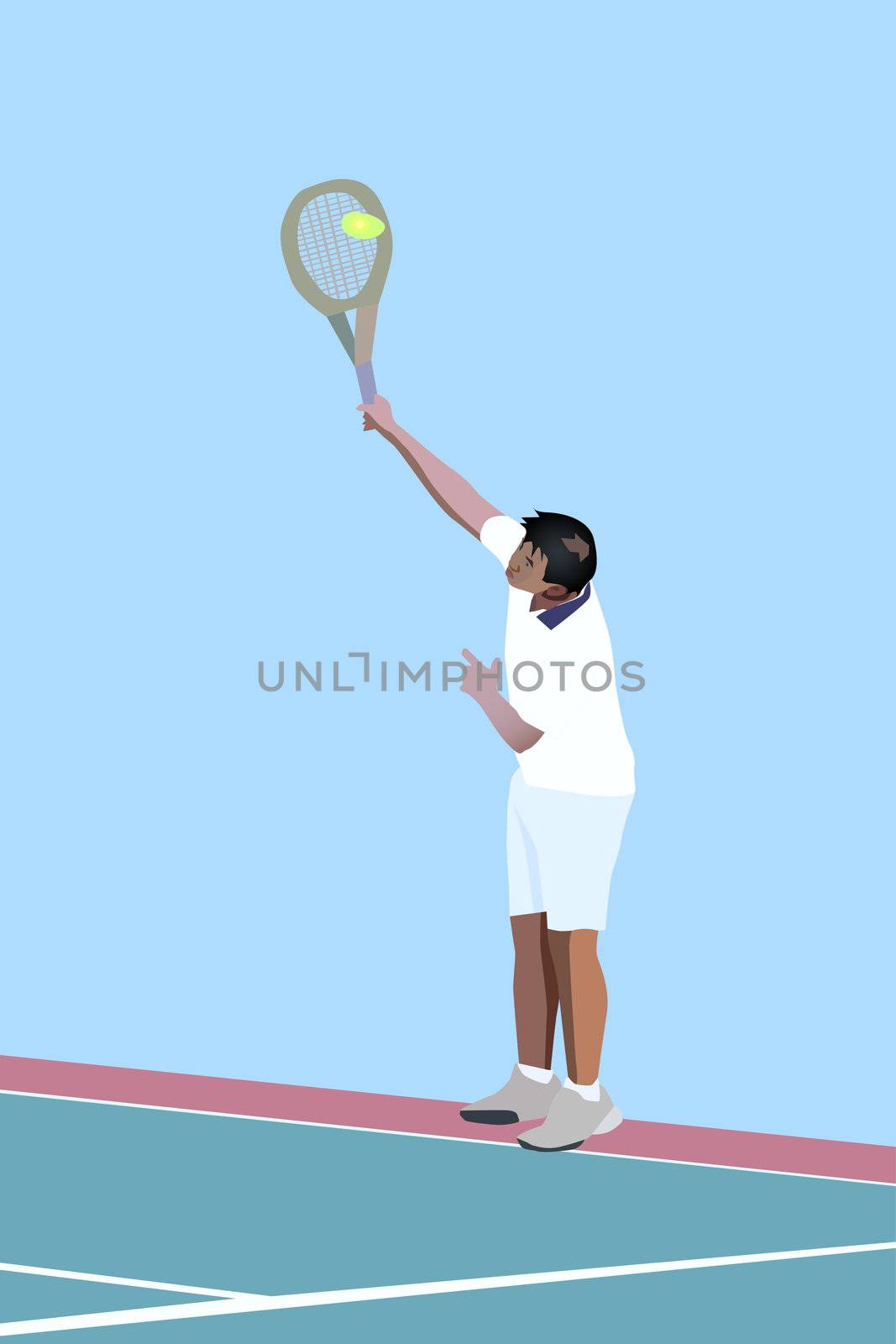 Illustration of a male tennis player serving