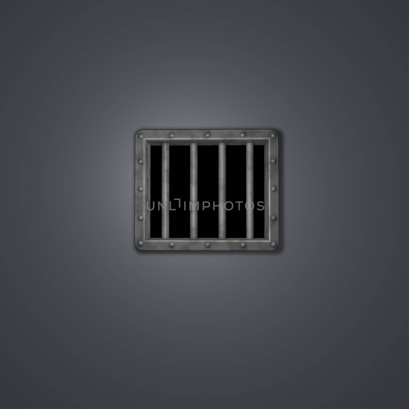 riveted metal prison window - 3d illustration