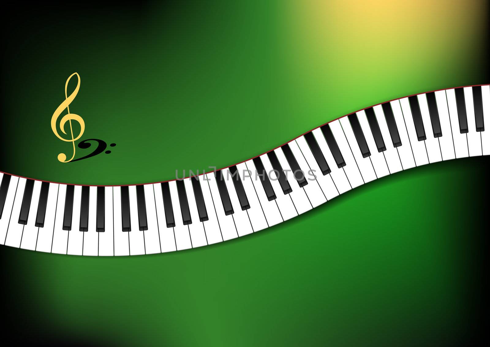 Green and Yellow Background Curved Piano Keyboard by bmelo
