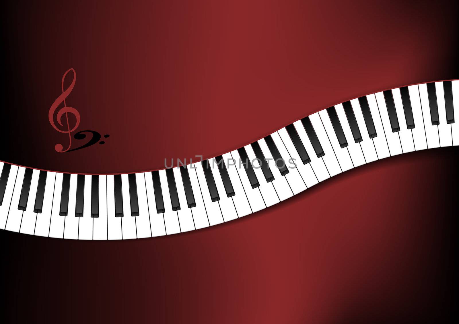 Red Background Curved Piano Keyboard by bmelo