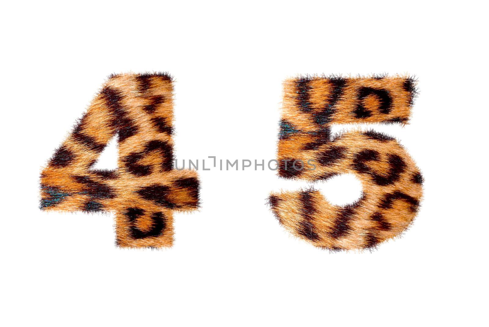 Custom number symbol base on leopard skin, isolated in white