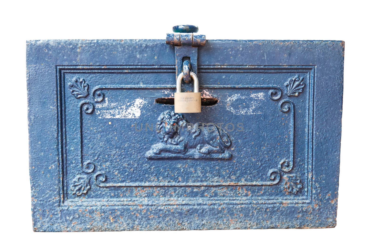 Old vintage metal box with pad lock by sasilsolutions