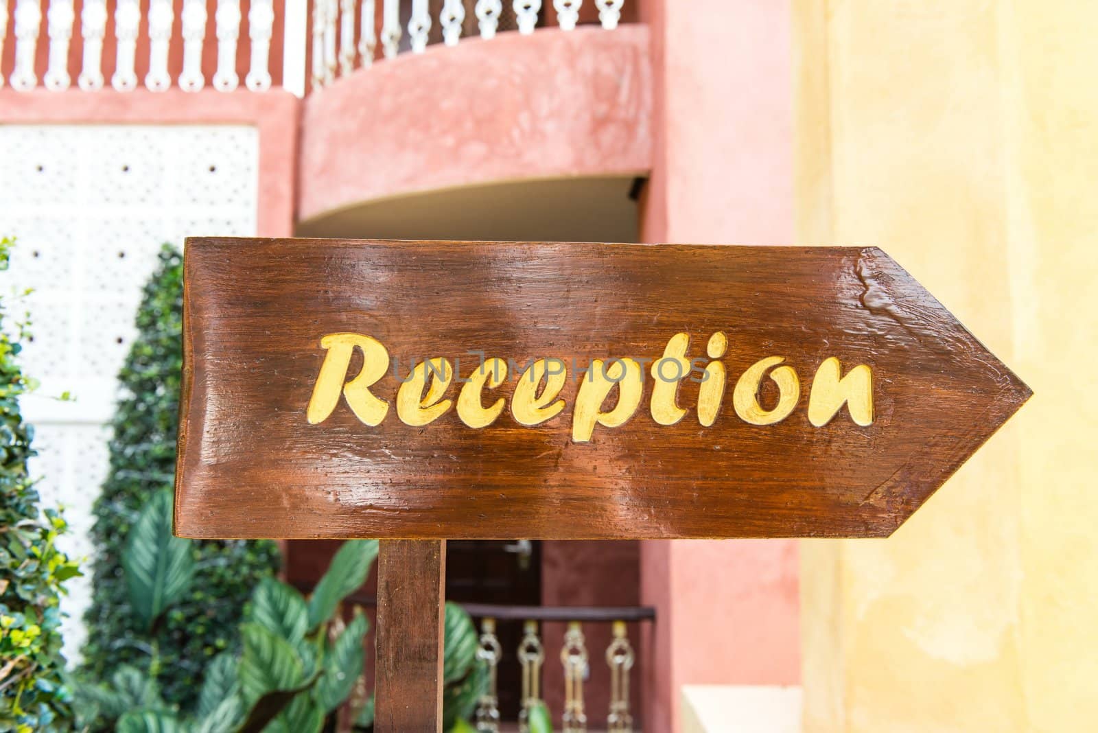 Wooden polished arrow reception sign by sasilsolutions
