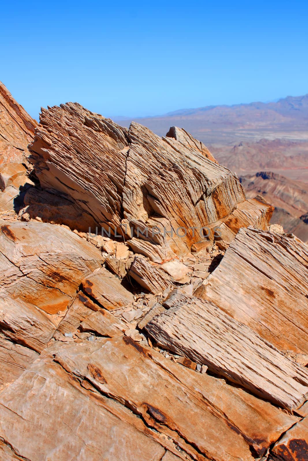 Nevada landscape seen from the summit of Frenchman Mountain east of Las Vegas.