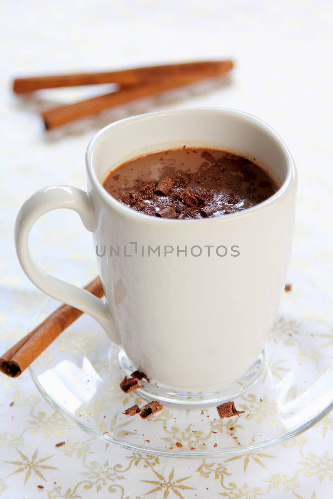 Hot chocolate with cinnamon stick