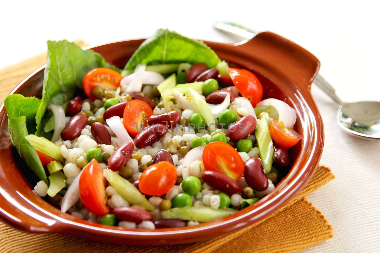 Beans and grains with celery salad