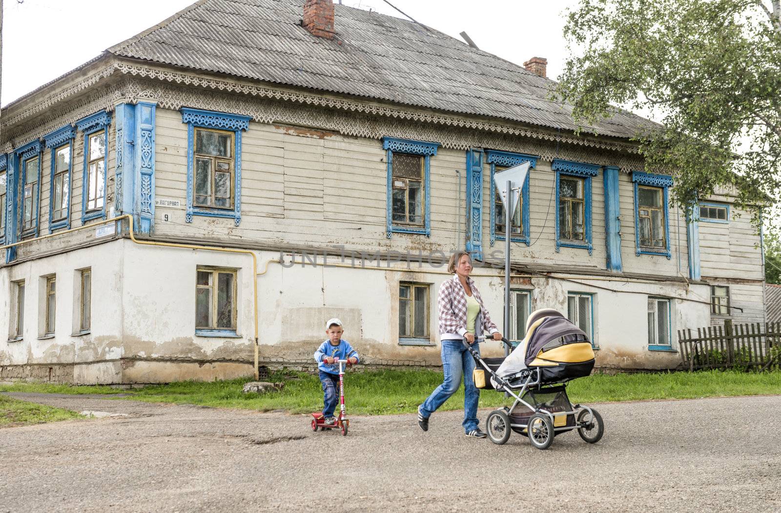Life scene in the Russian village. Taken in Myshkin village, Russia on July 2012.