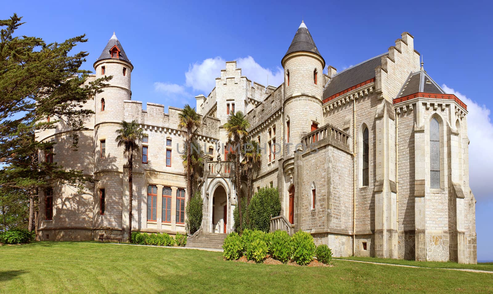 Panoramic photo of the castle abbadia to Hendaye in the Basque country in France