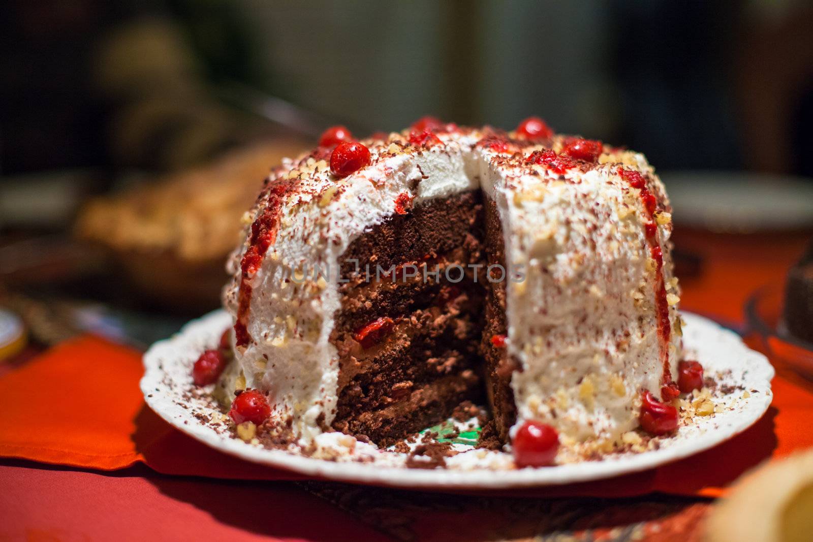 Black Forest Cake Served and Ready to Eat