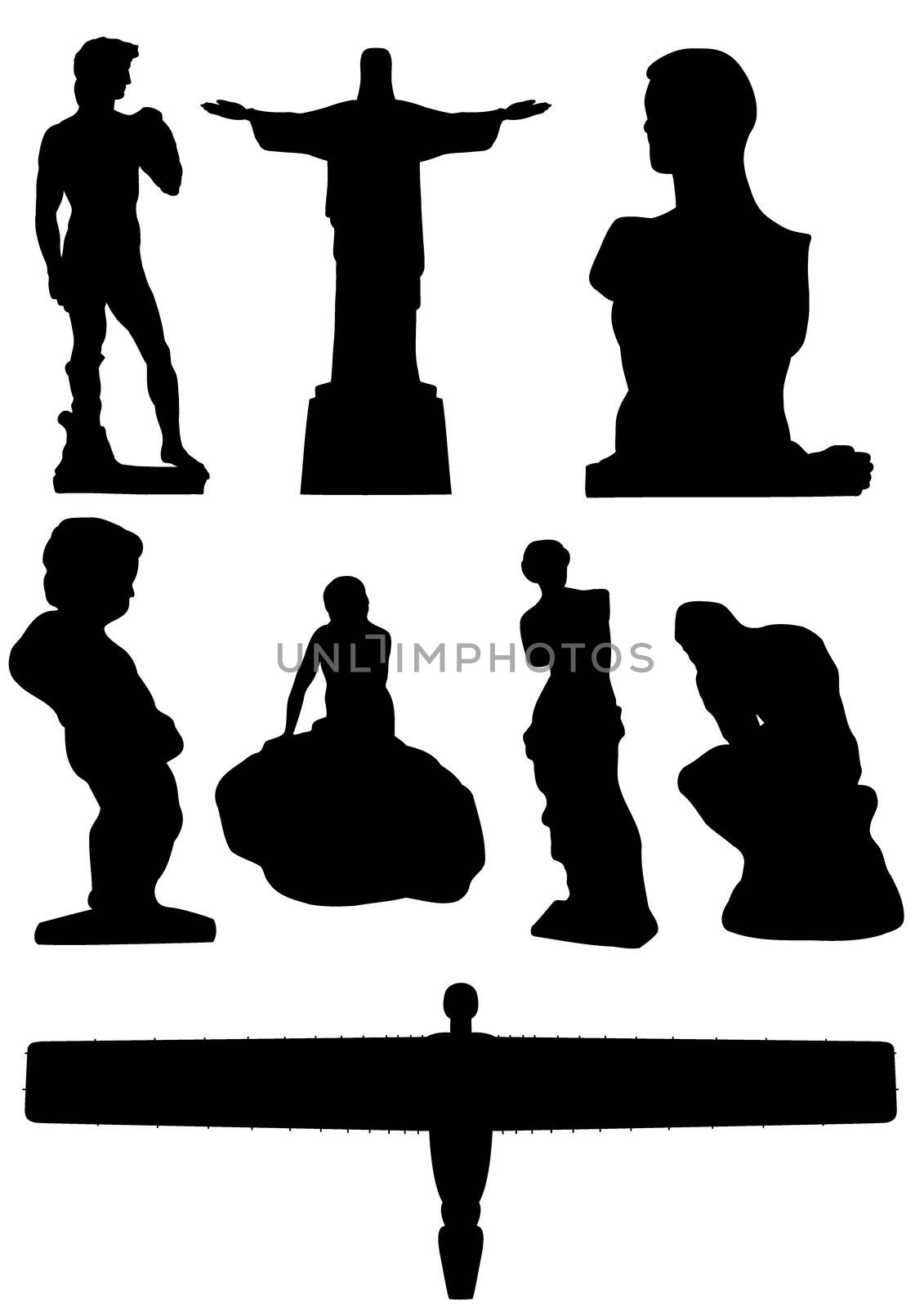 Illustration of 8 famous statues of the world