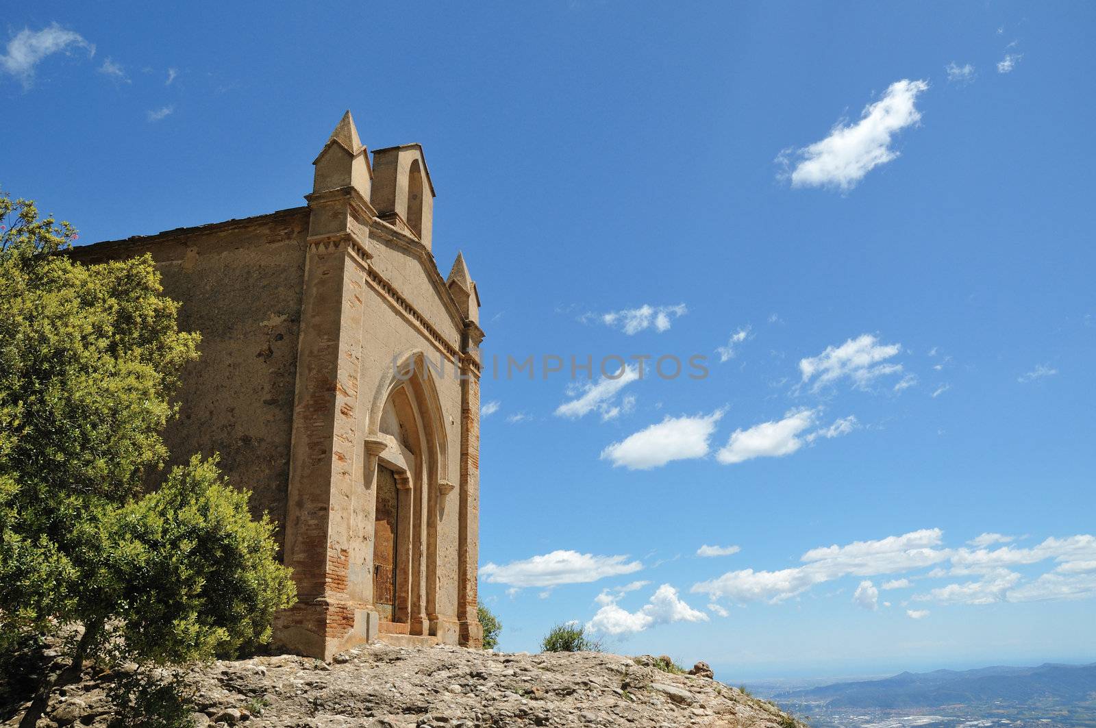 Famous Sant Joan Hermitage in Spanish mountains close to Monserrat Monastery, Barcelona, Spain
