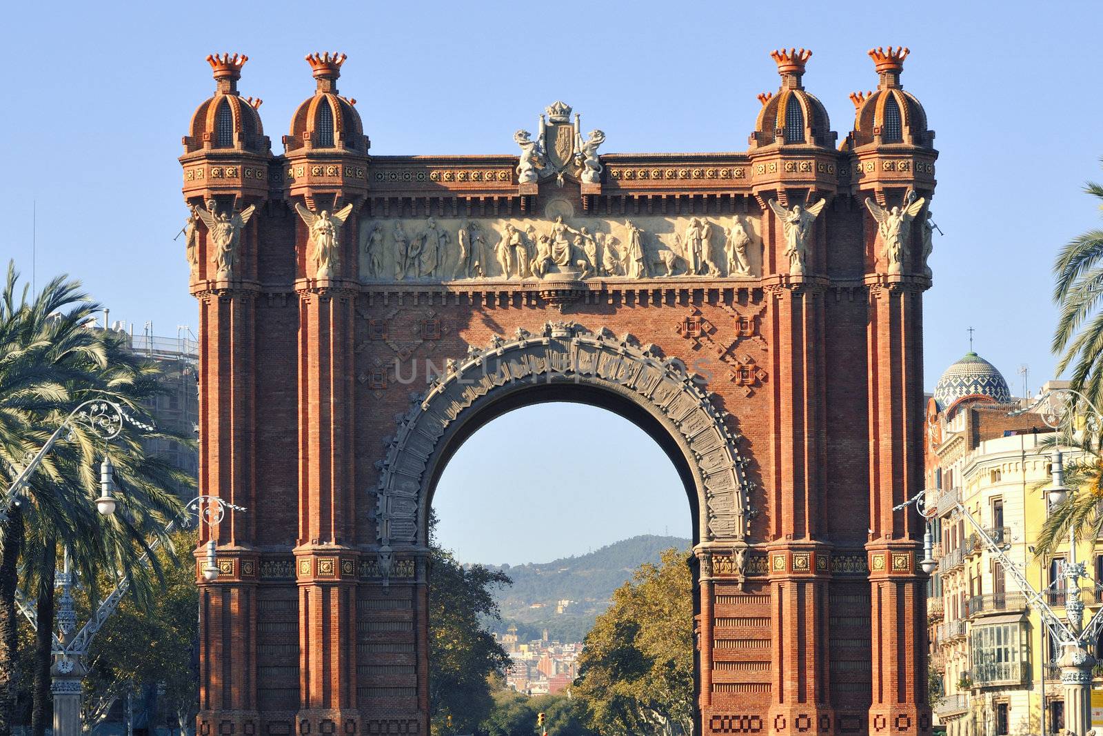 famous Arc de Triomf built for the 1888 Universal exhibition in Barcelona, Spain