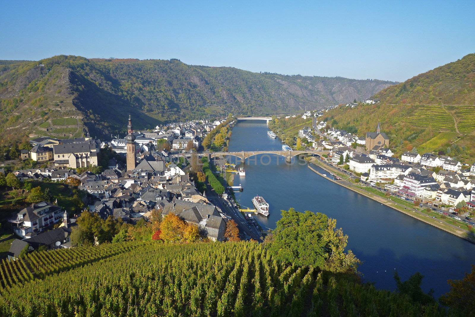 Panorama view over Cochem, Mosel river, Germany, Europe
