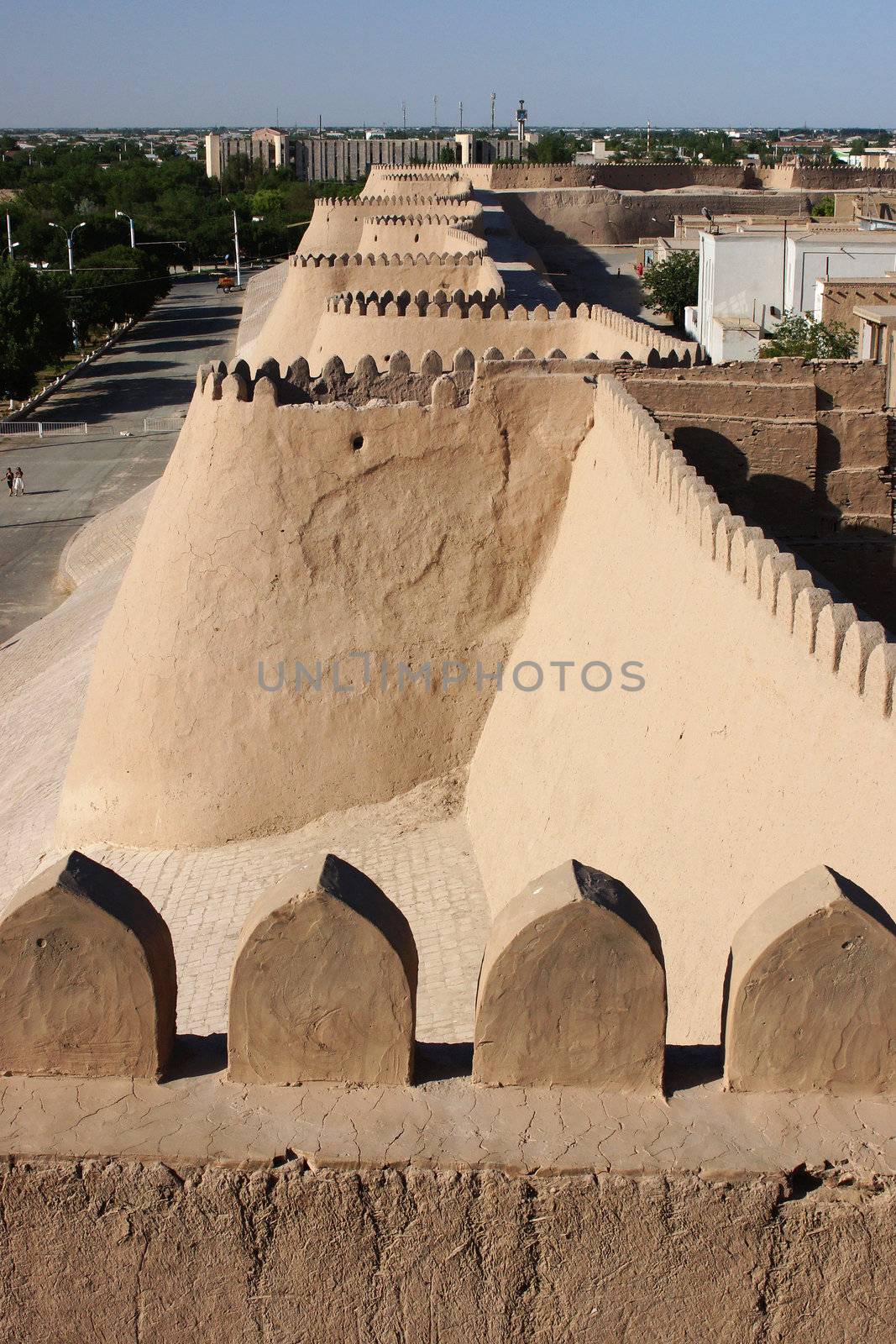 Wall of the ancient city of Khiva, silk road, Uzbekistan, Central Asia