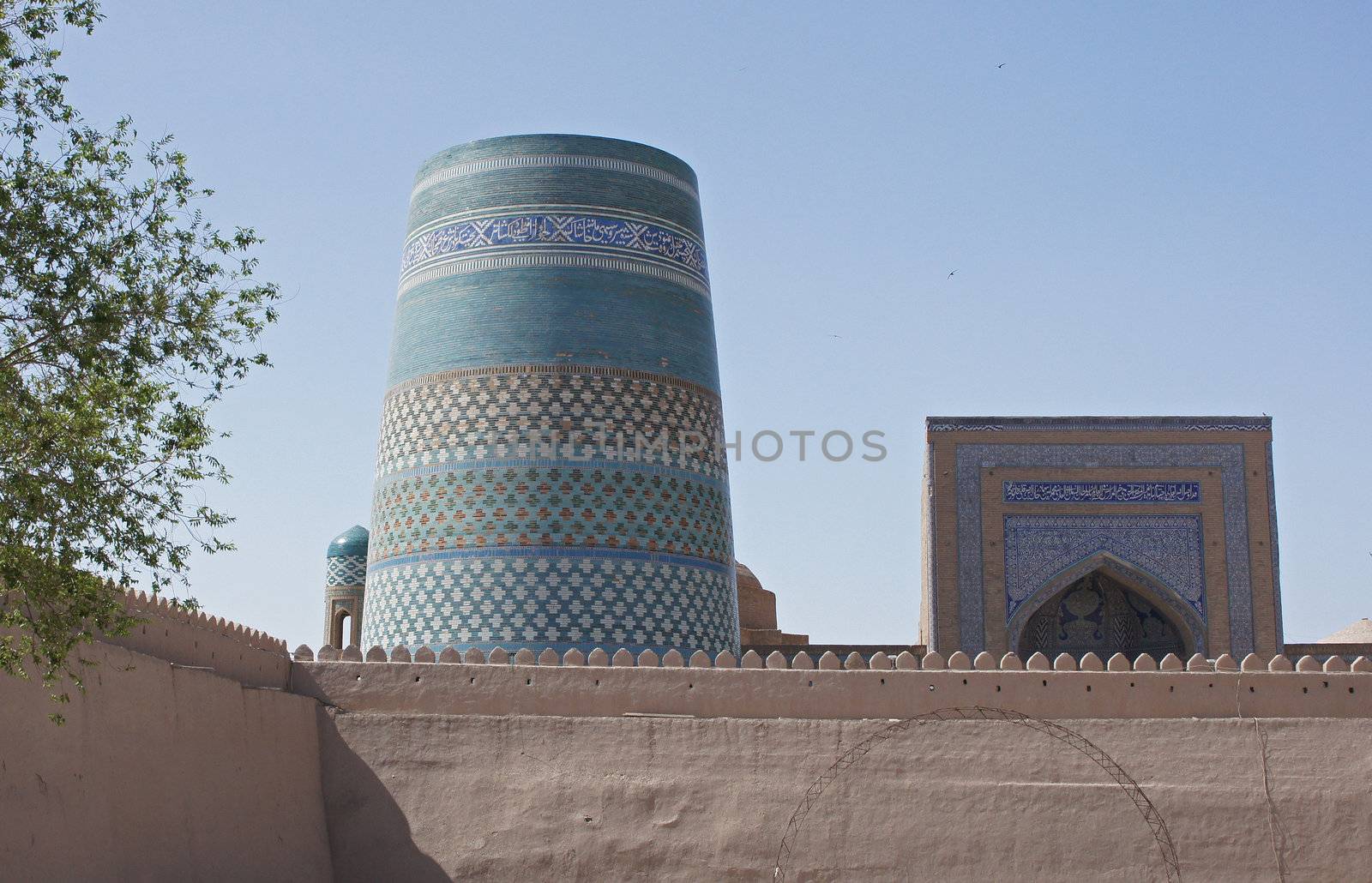Kalta Minor, landmark of the ancient city of Khiva, silk road, Uzbekistan, Central Asia