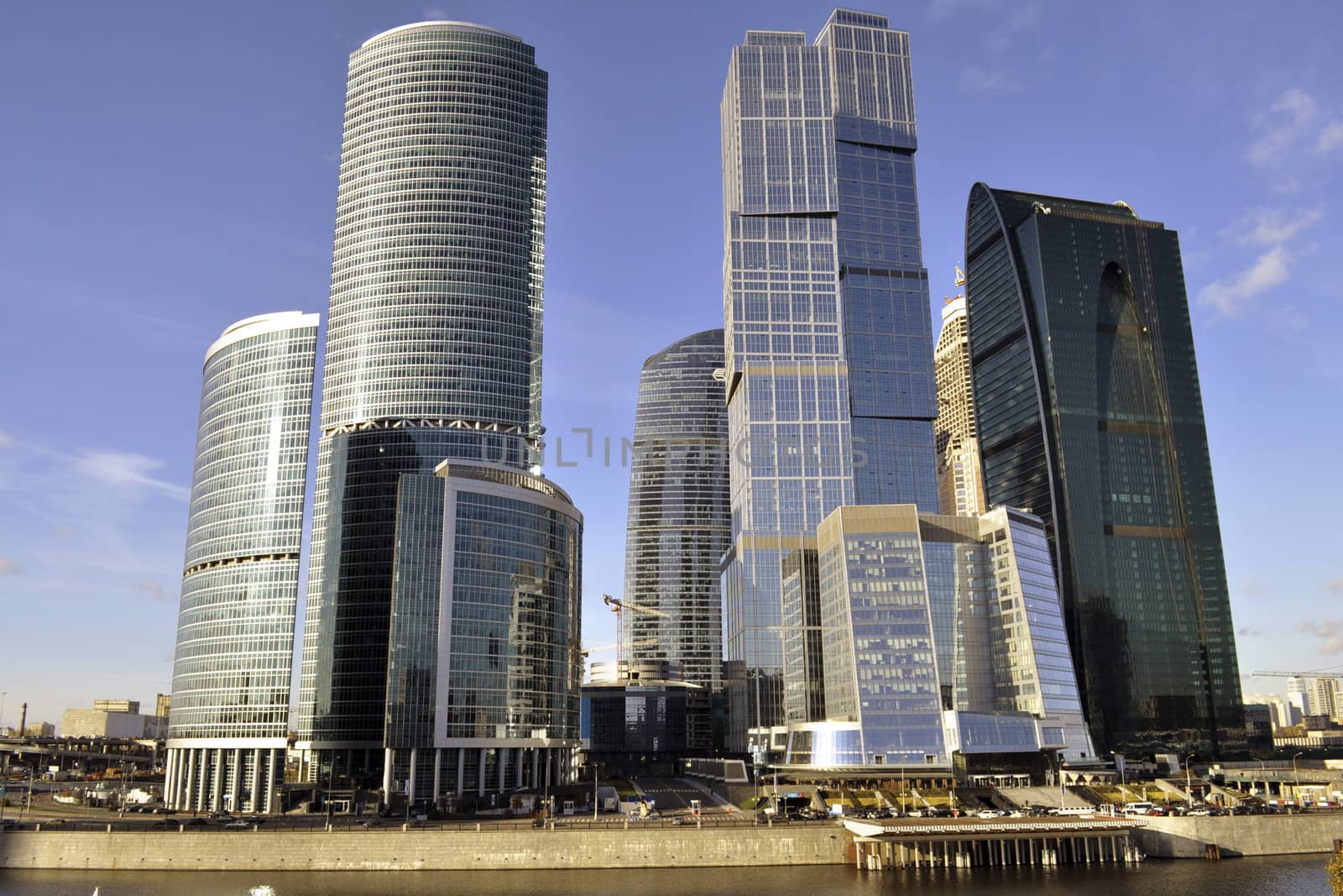Moscow International Business Center by daytime at bright sunny weather