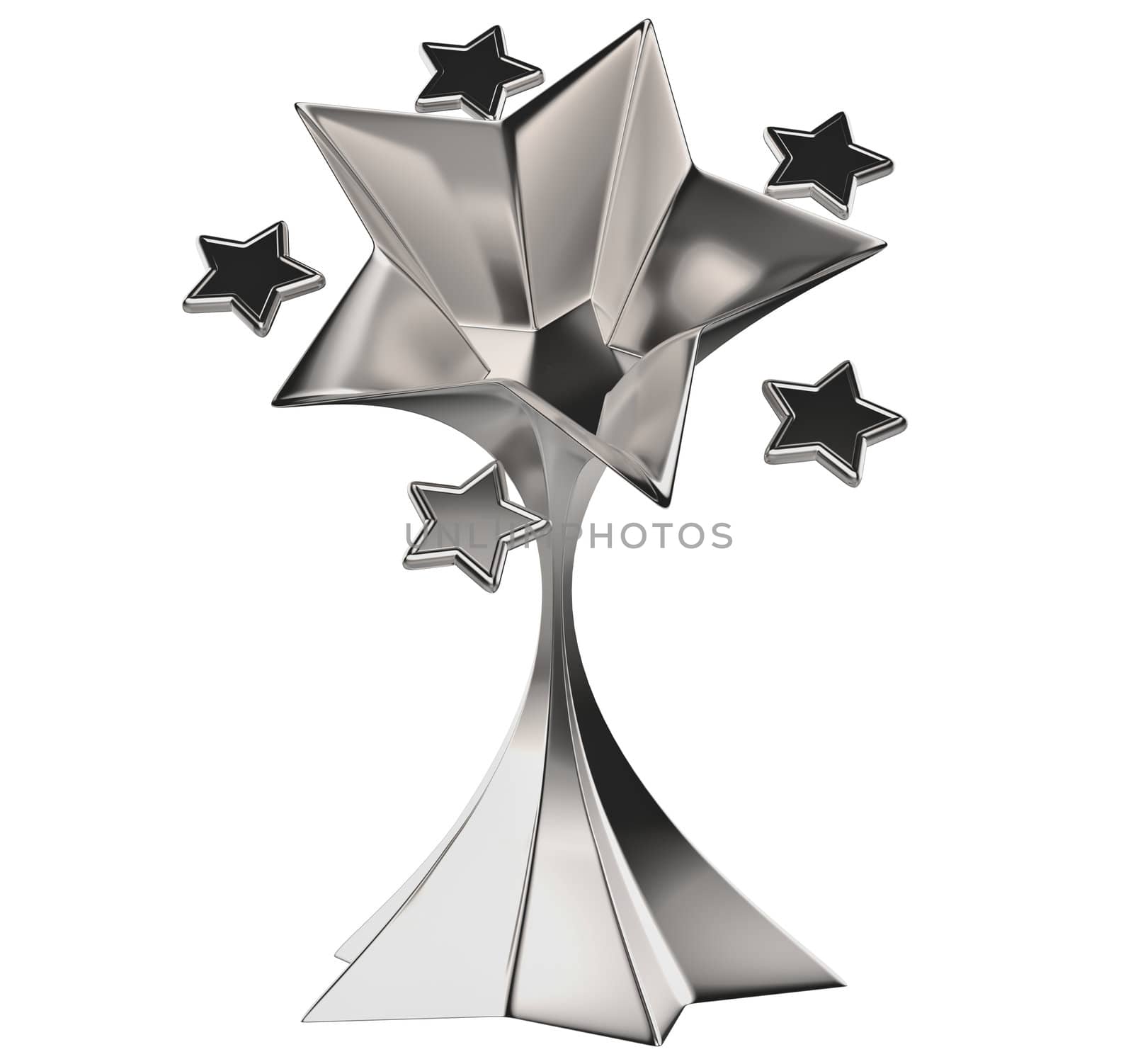 a set of seven shiny silver stars in motion for advertise