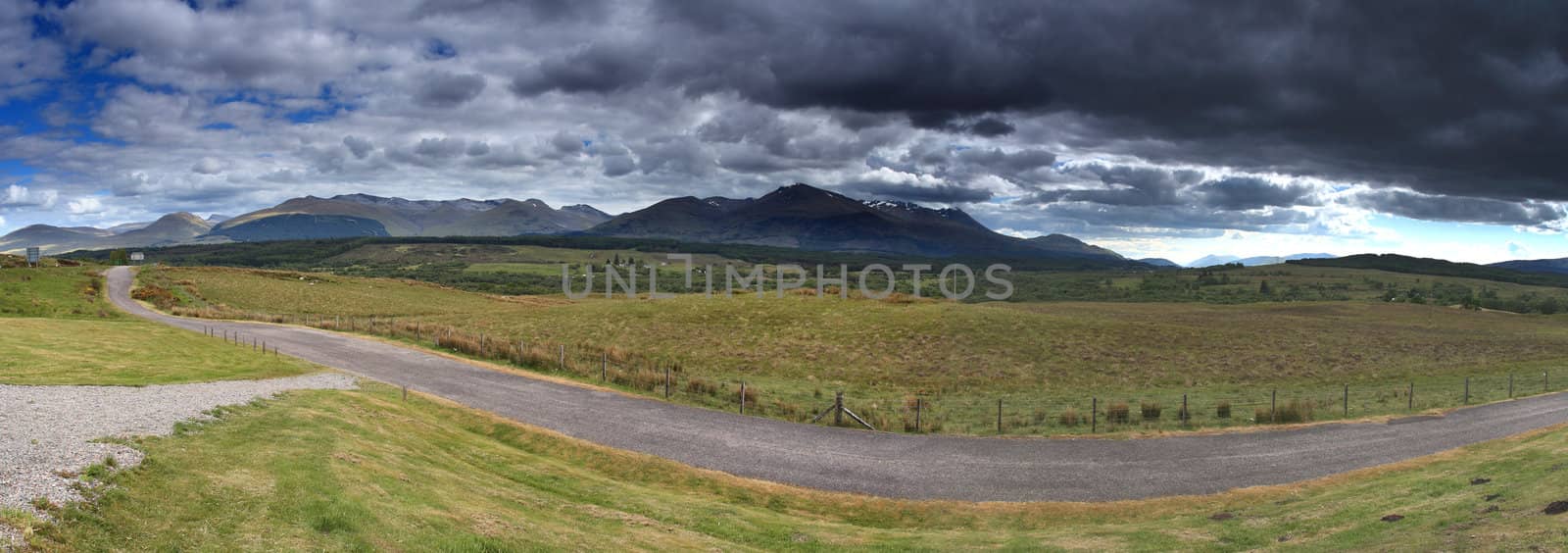 Panoramic of Ben Nevis the highest moutain in Scotland and the UK