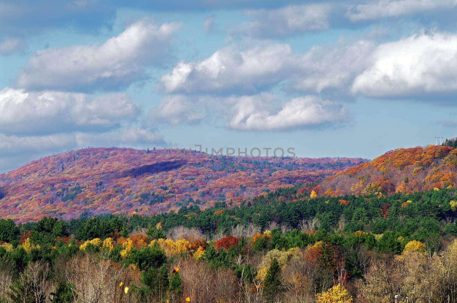 Fall Colours in Lee, Mass from a hill top