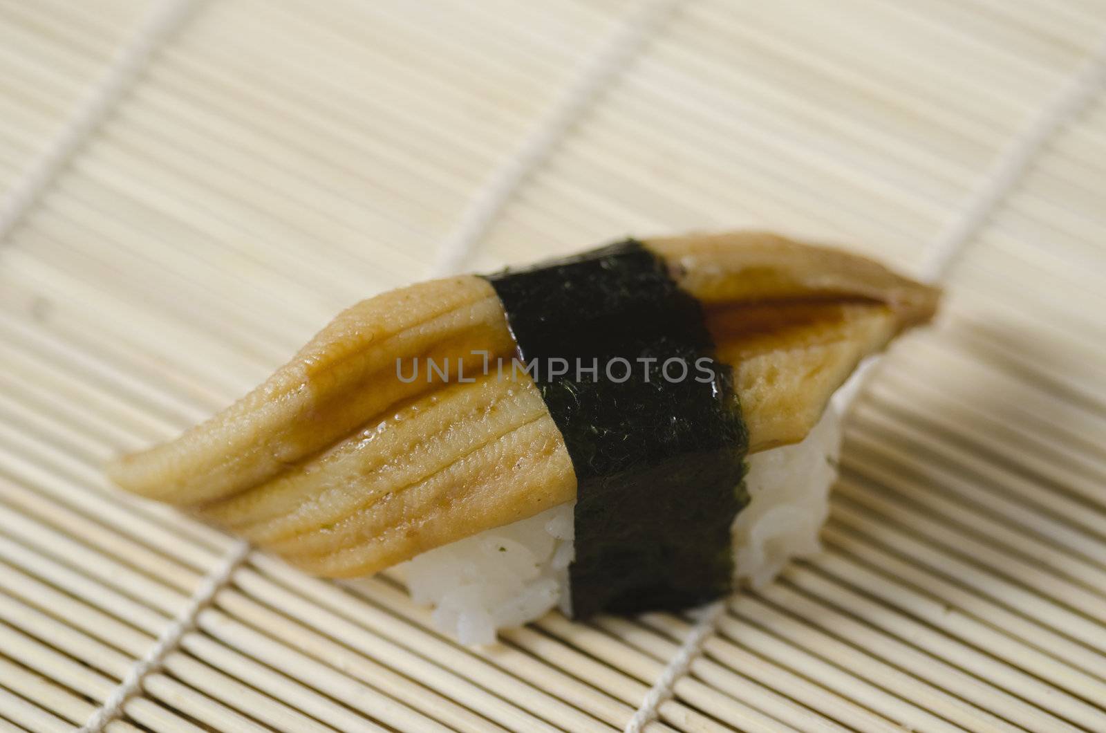 Japanese Cuisine, Sushi Set with eel. Nigiri Sushi and Sashimi