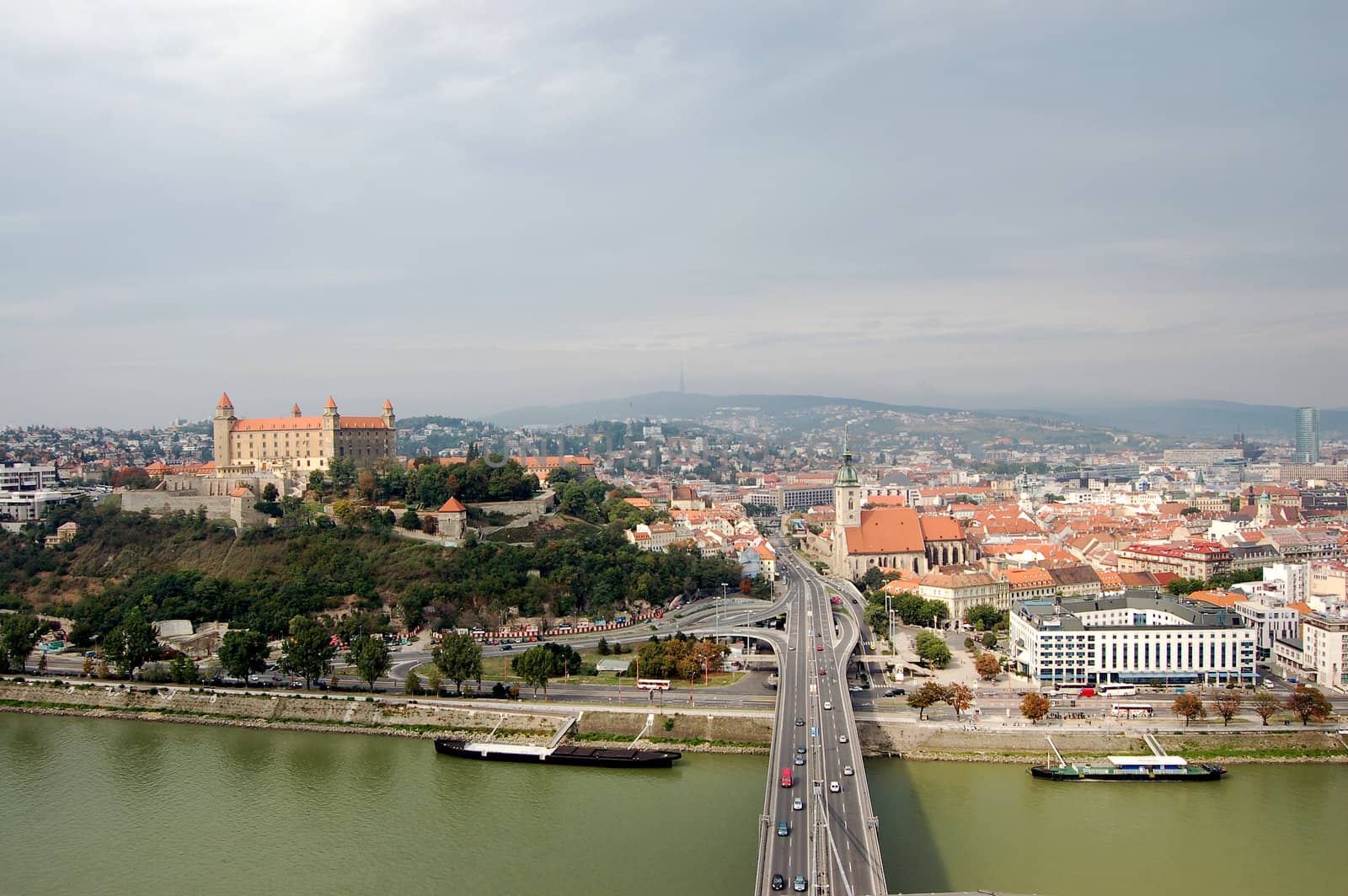 Wide cityscape of Bratislava, the capital city of Slovakia