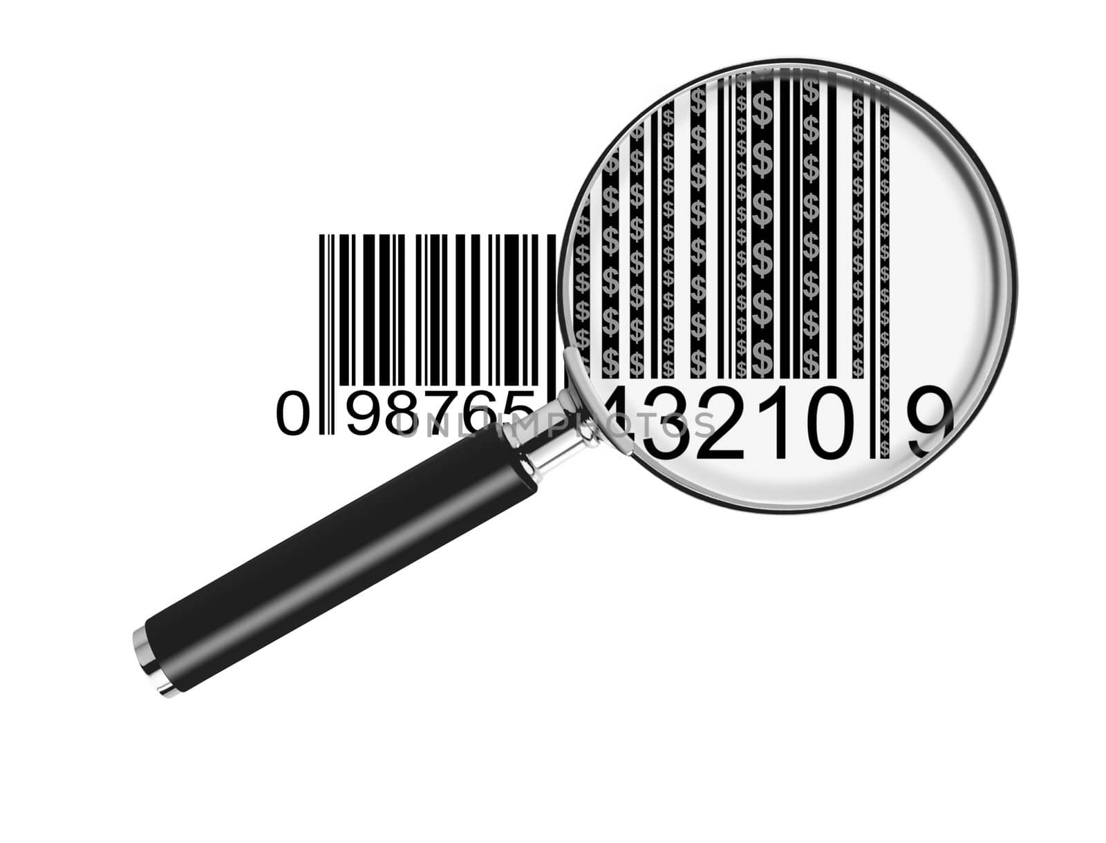 bar code with dollar symbol magnify