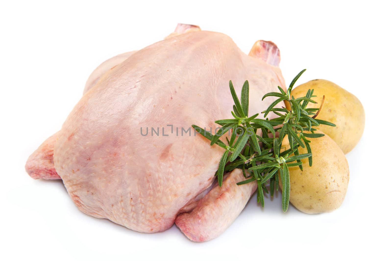 chicken with potatoes  isolated on white background