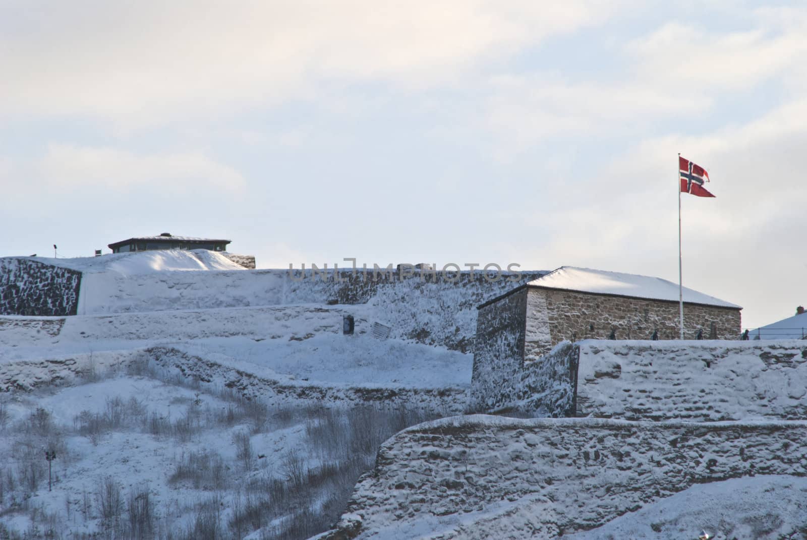 Fortress in Halden is beautiful in the winter.