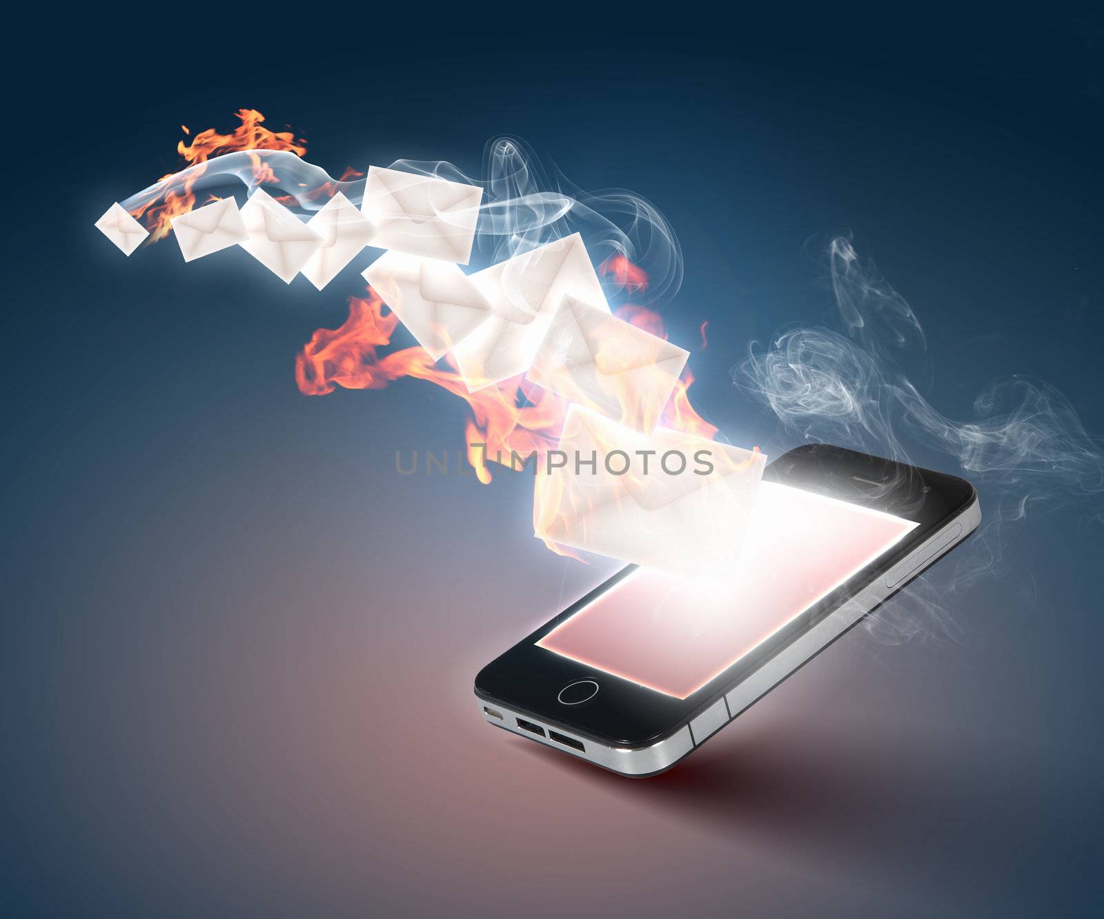 Modern communication technology illustration with messages and devices