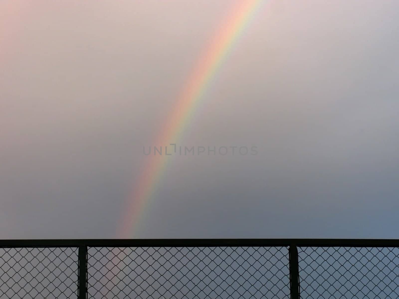 rainbow behind fence